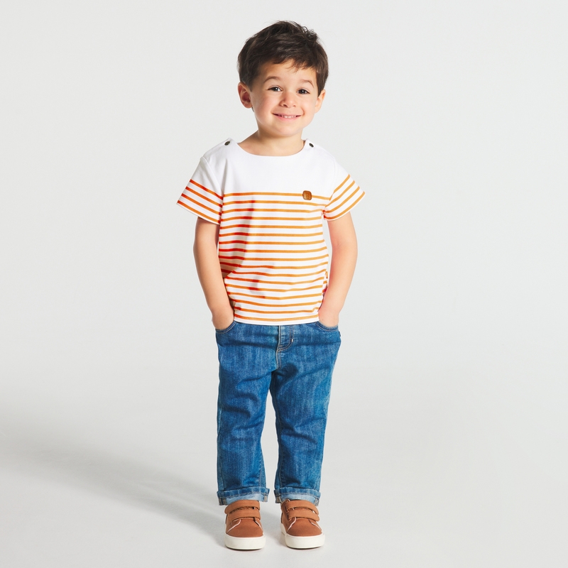 T-shirt marinière orange bébé garçon