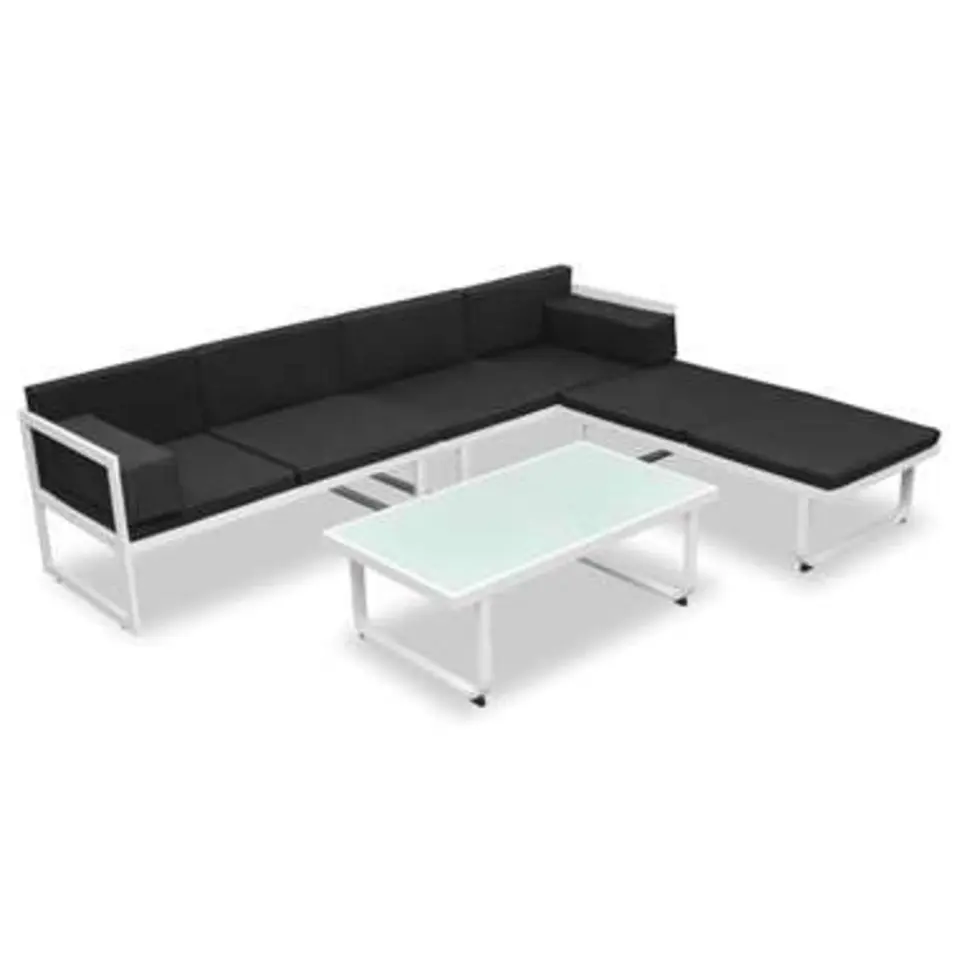 vidaXL - Loungeset - Zwart - Aluminium