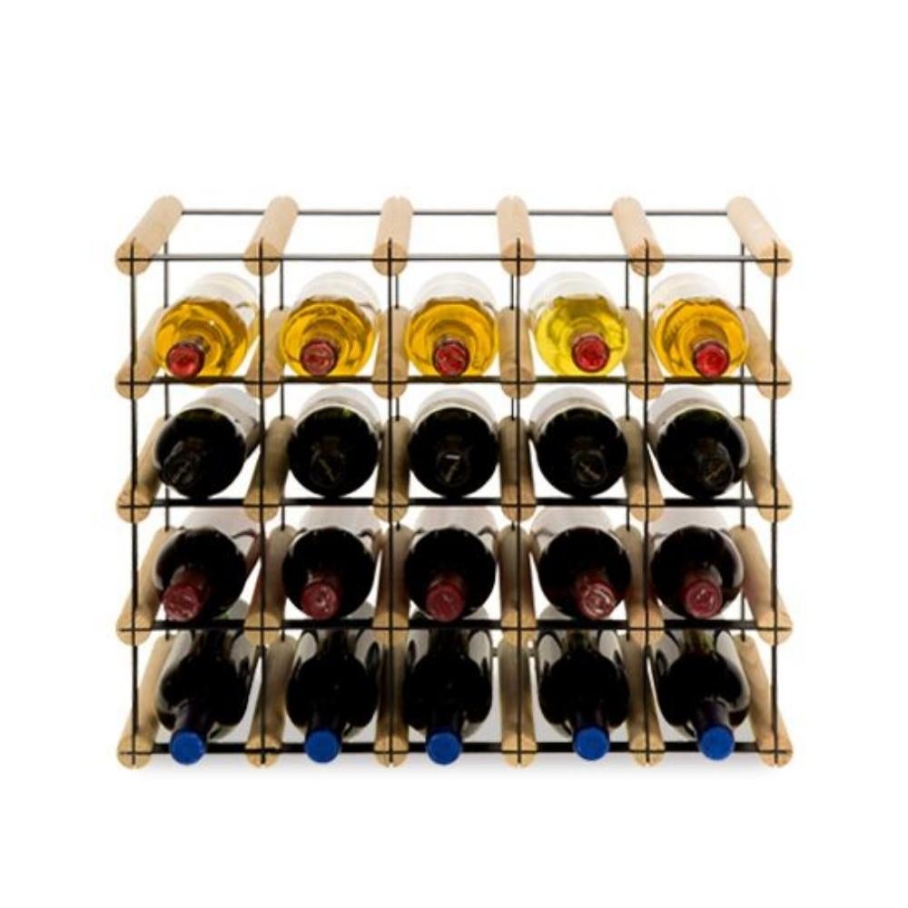 PROREGAL Modulair Wijnrek Vinotega Mod Metaal HxBxD 42,5 x 52,5 x 24,5 cm 5 x 4 Flessen Massief Dennenhout Natuurlijk