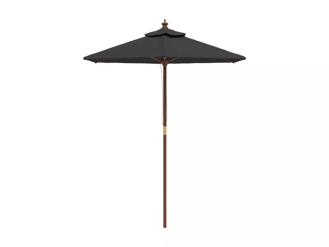 Parasol de jardin avec mât en bois noir 196x231 cm