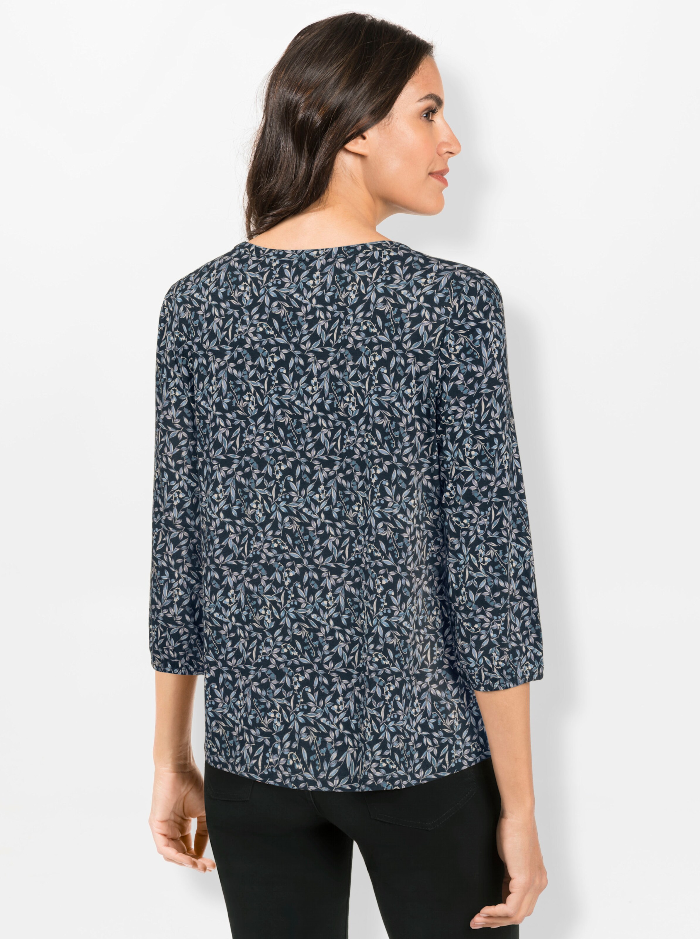 Print-Shirt in marine-taubenblau-bedruckt