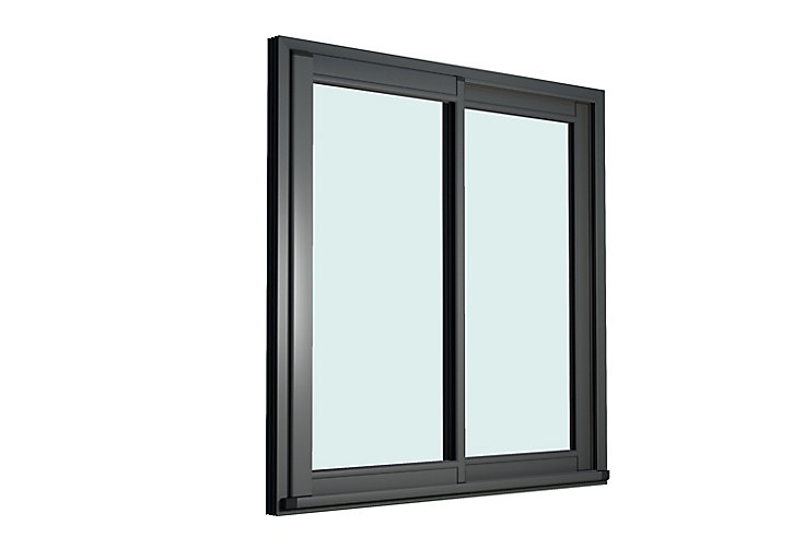 Baie vitrée coulissante alu GoodHome gris - l.240 x h.200 cm - Uw 1,7