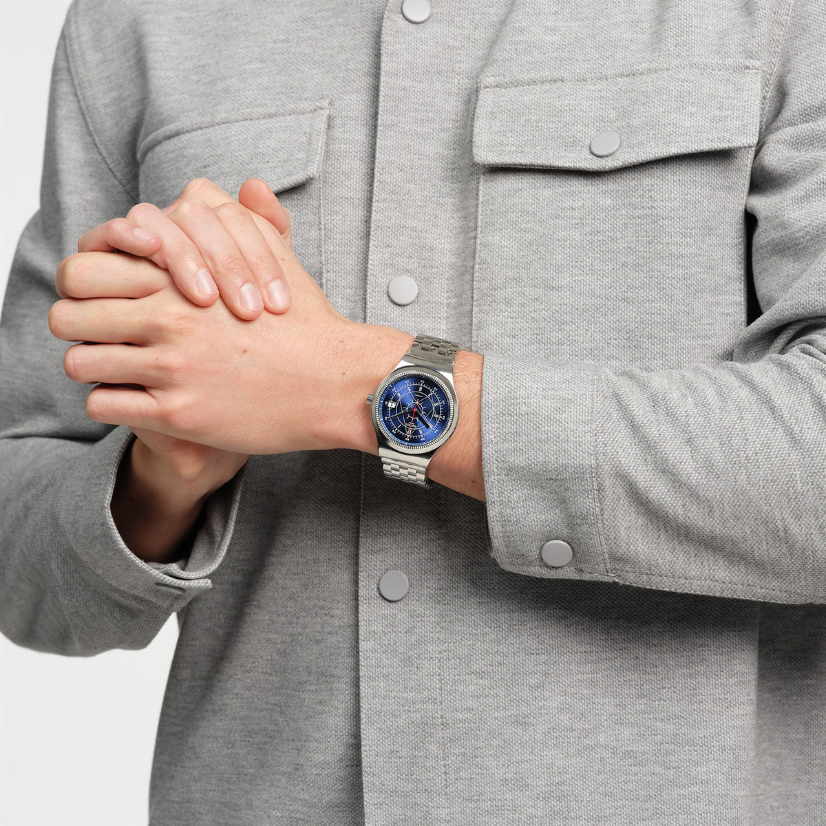 Montre SWATCH Irony sistem51 Sistem boreal homme bracelet acier inoxydable gris
