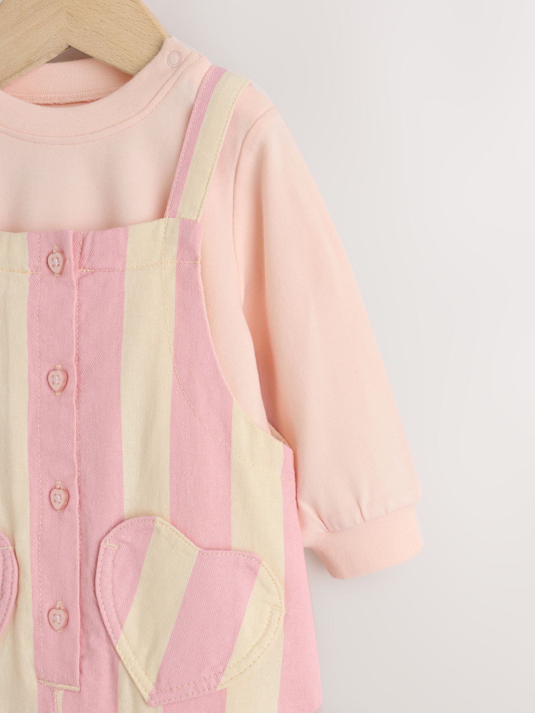 Crème/roze gestreept - Baby Set van bretelbroeken en Bodysuit 2 Pieces (0mnd.-3jr)