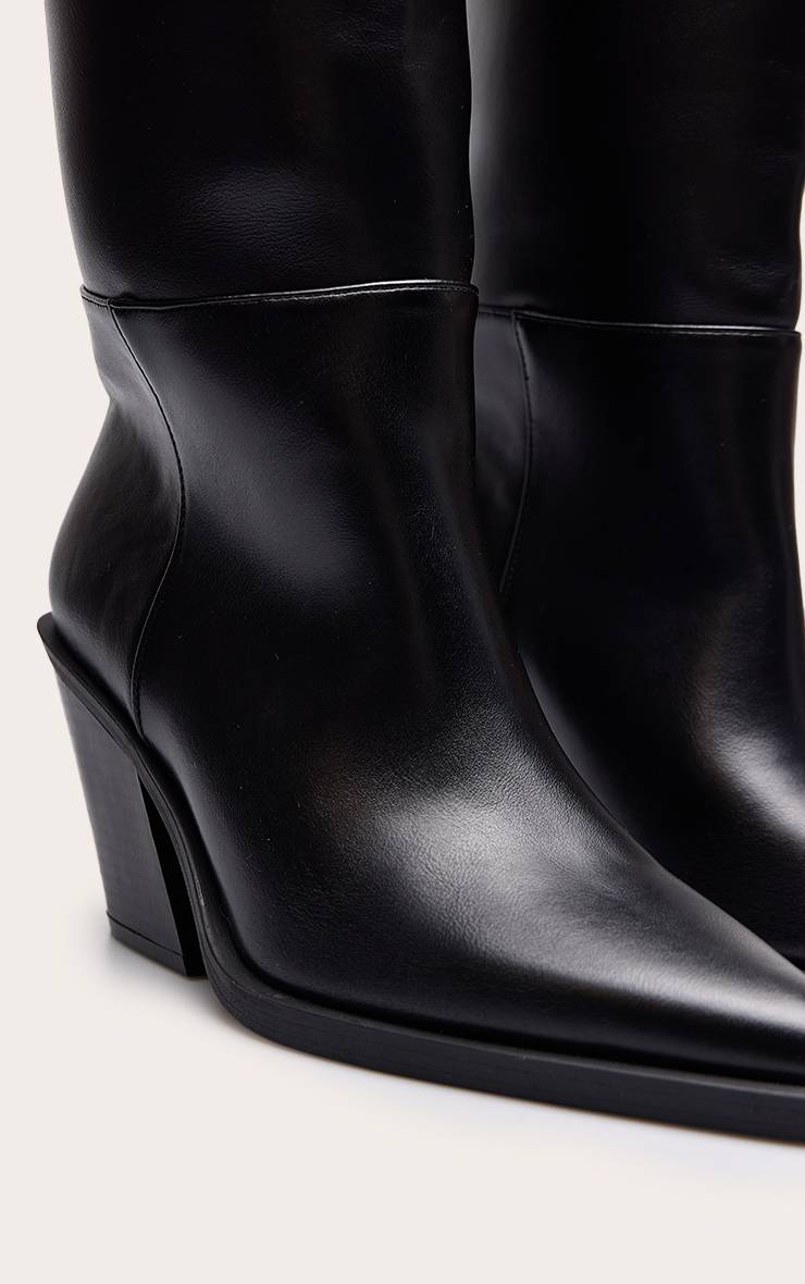 Noir Bottes Montantes À Talon Cubain En Synthétiquecuir
