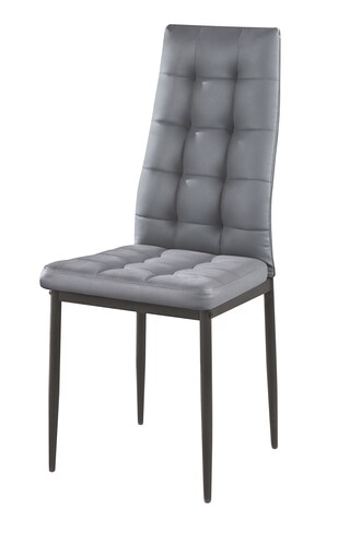 Stuhl Toluca Lederlook Grau / Vierfußgestell Schwarz 43x98x52 cm