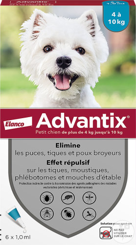 Advantix Petit Chien Anti-Puces Et Anti-Tiques 4-10kg 6 Pipettes
