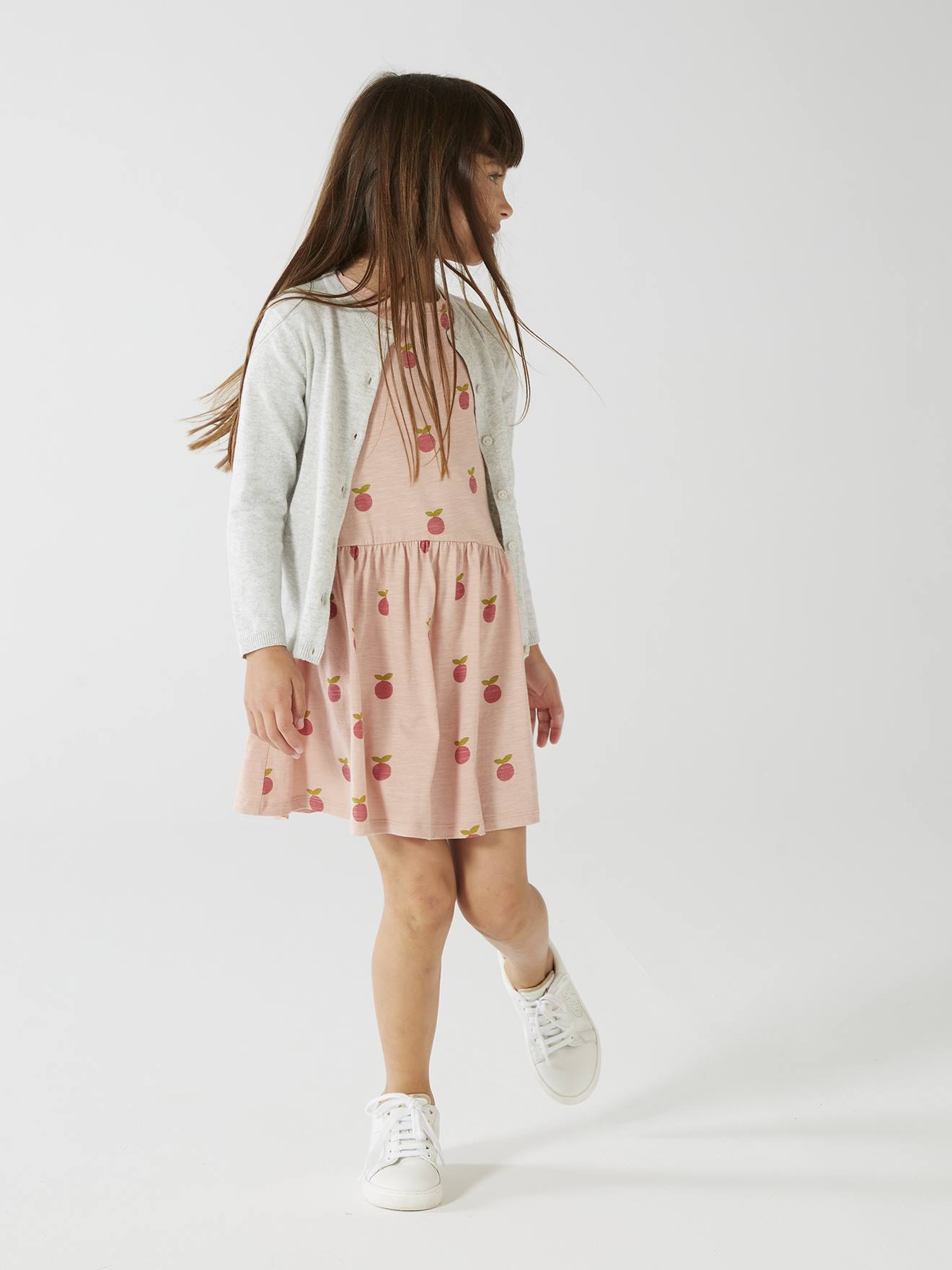 Vestido estampado para meninas, rosa claro