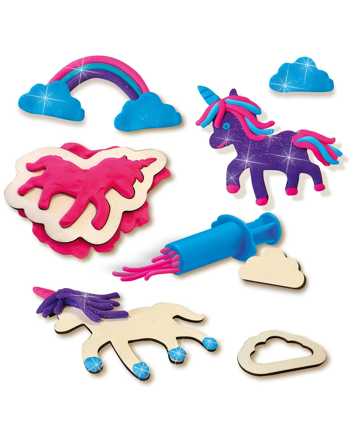 Knet-Set EINHORN-NEONGLITZER mit Ausstecher
