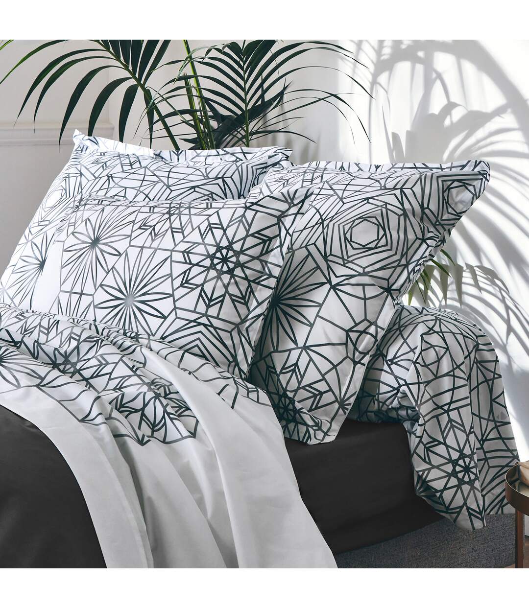 Parure de lit 260x240 cm percale coton GABRIELLE jaune champagne