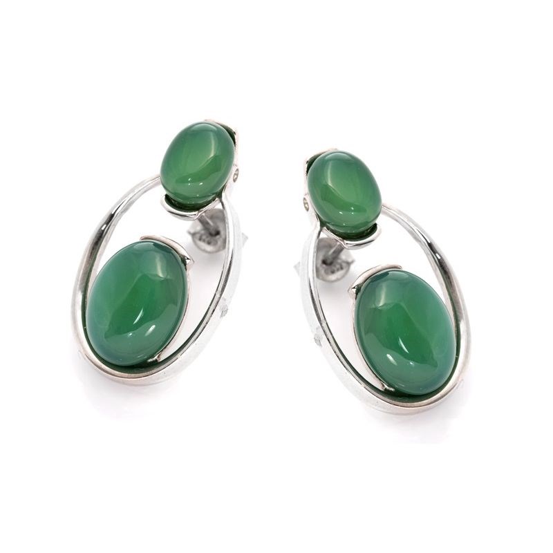 BO AGATE VERTE ARGENT RHODIE