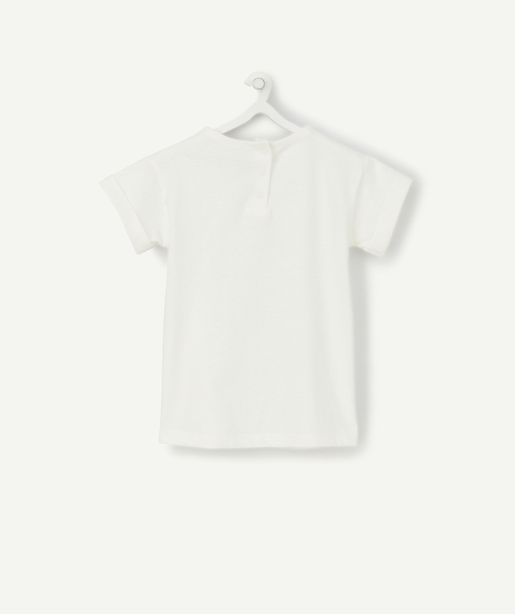 T-SHIRT BÉBÉ FILLE EN COTON BIOLOGIQUE BLANC AVEC MESSAGE BRODÉ
