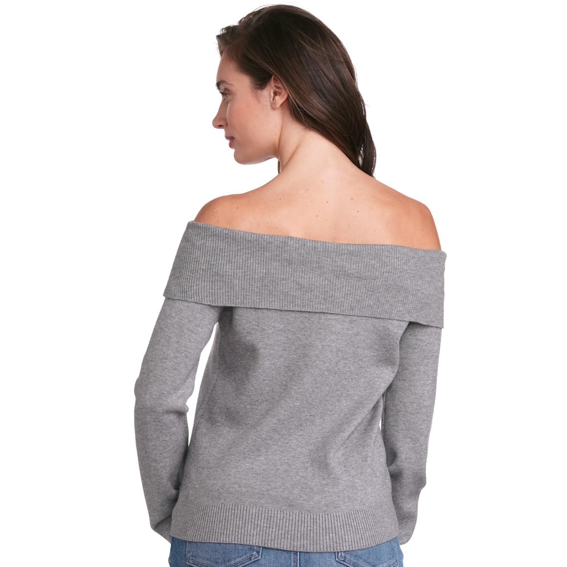 Gina Collection Damen Strickpullover mit Rippenbündchen grau