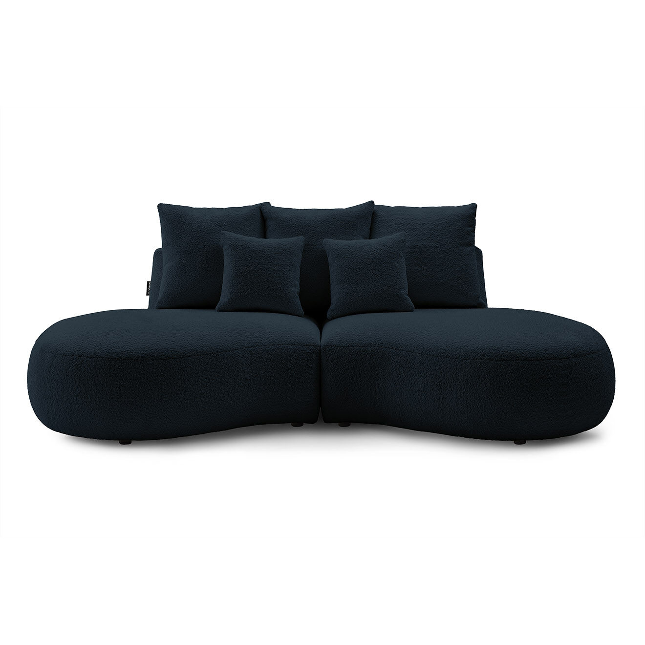 Bobochic Canapé droit fixe 3 places saint-germain tissu bouclette bleu foncé - 260x145x92 cm
