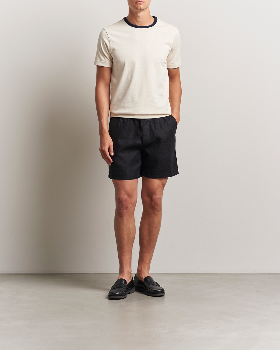 NN07 Gregor Linen Drawstring Shorts Black