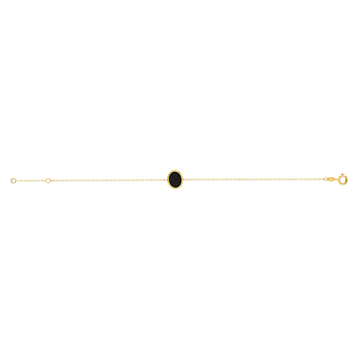 Bracelet or 750 jaune onyx ovale 18.5 cm