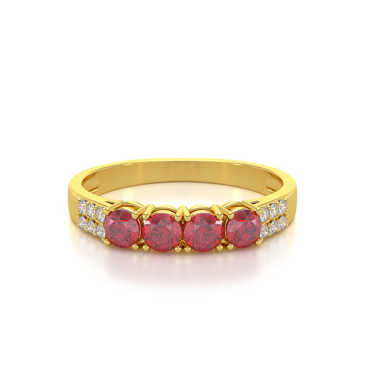 Bague ADEN Or 585 Jaune Rubis et diamants 2.382grs