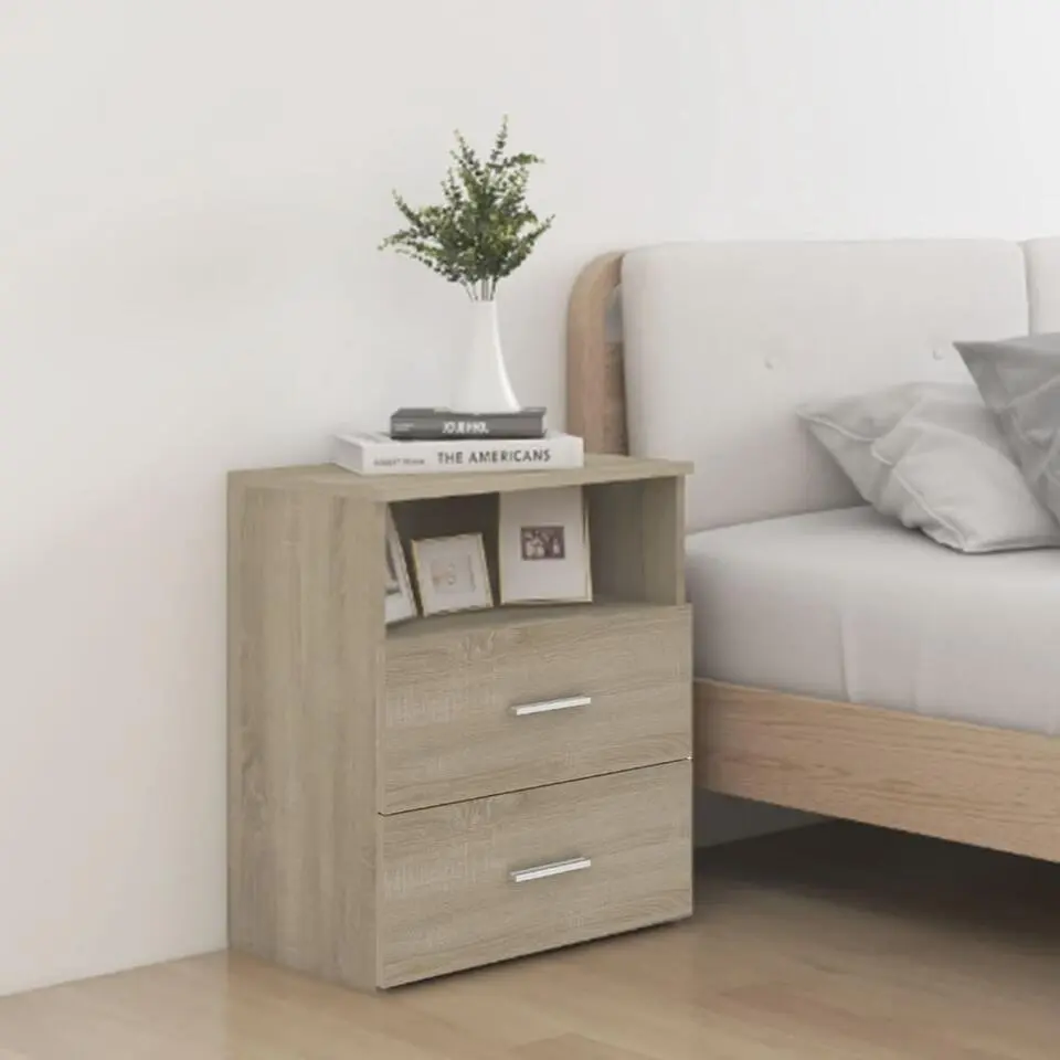 vidaXL - Nachtkastje - Bruin - Bewerkt hout - 2 stuks