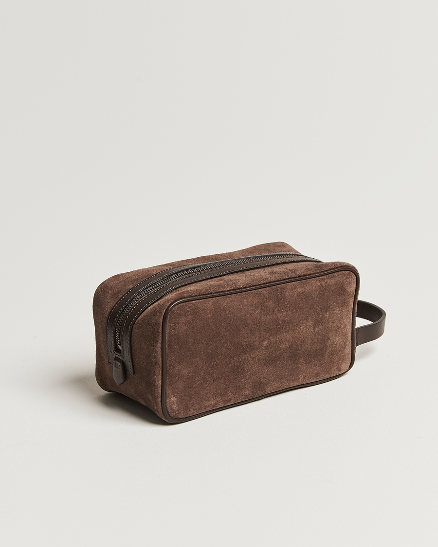 Anderson's Suede Washbag Dark Brown