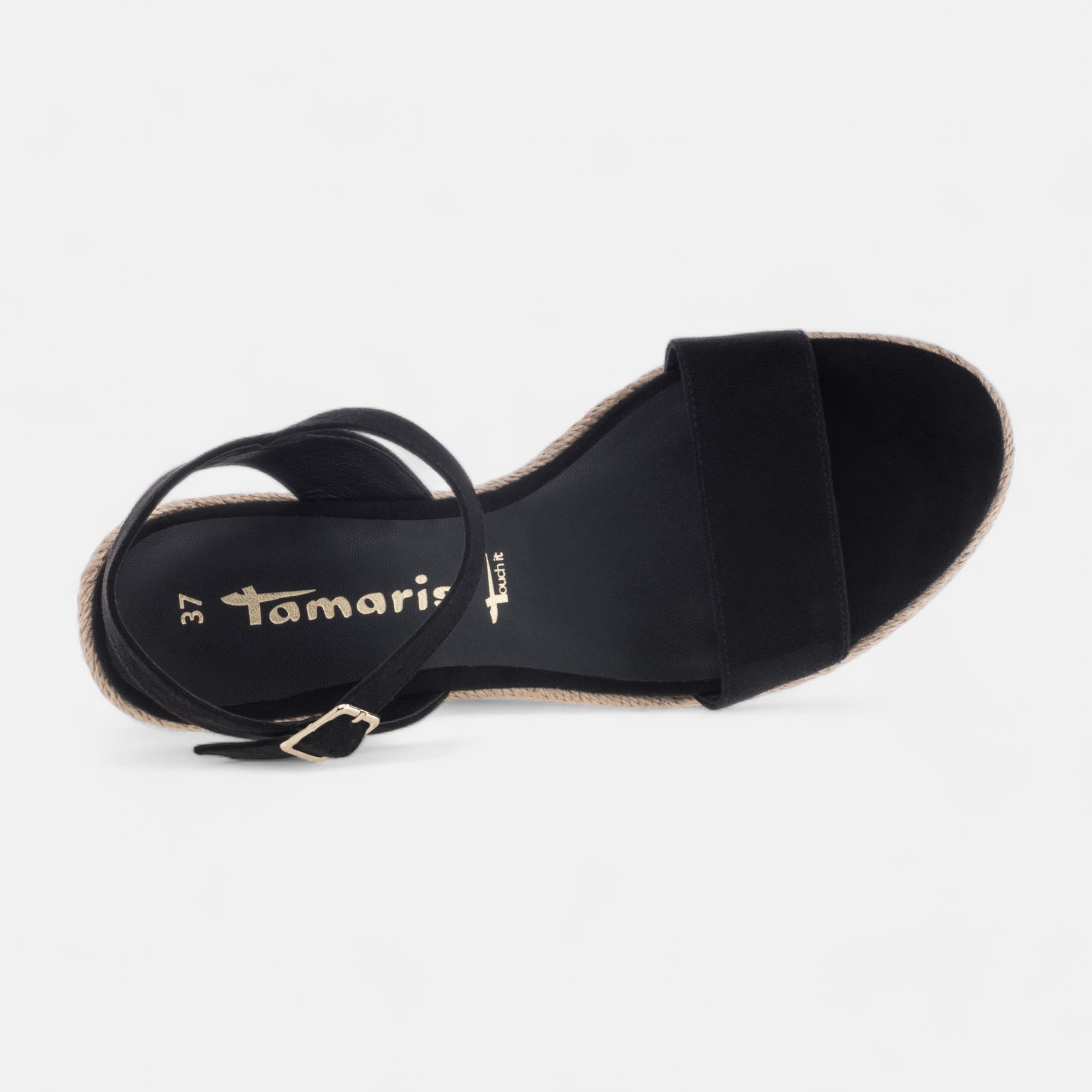 Espadrilles à talon compensé Femme noir