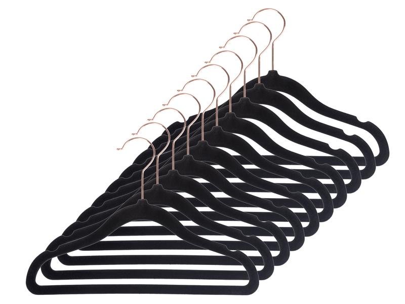 COCON Kinderkleiderbügel 10 Stück, Schwarz Kleiderbügel für Baby- und Kinderkleider