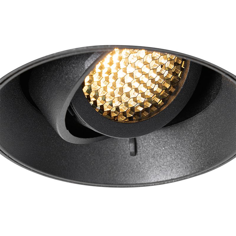 Set van 6 Moderne inbouwspot zwart GU10 rond trimless - Oneon Honey