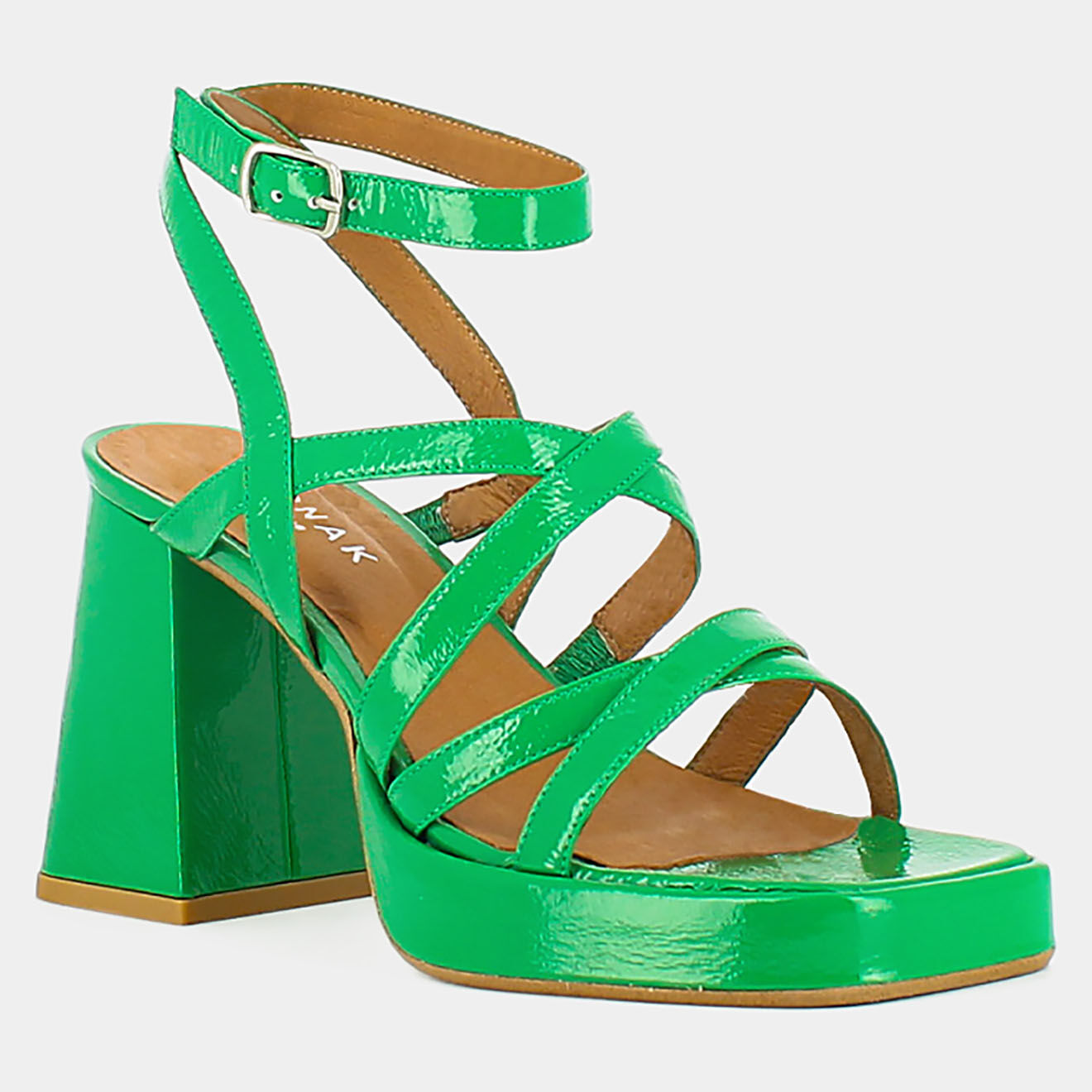 Jonak Sandales en Cuir verni Divine vertes - Talon 9 cm