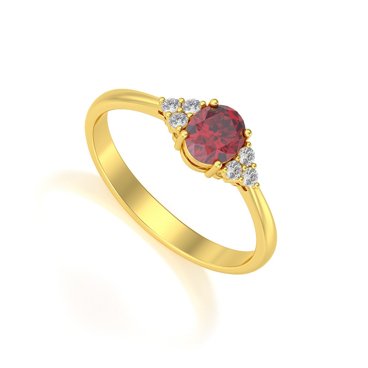Bague ADEN Or 585 Jaune Rubis et diamants 2.20grs