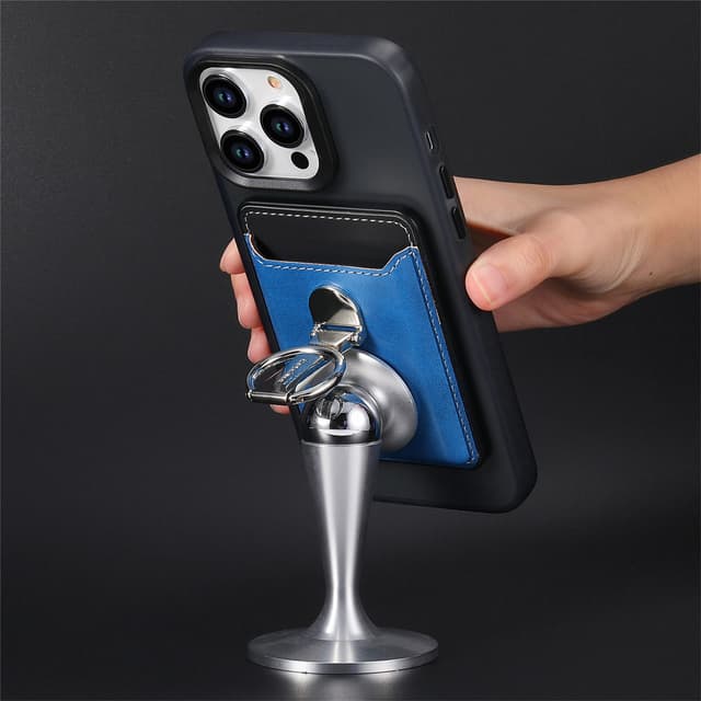 Magnetisk kortholder med stativ til iPhone 15/14/13/12 Blå