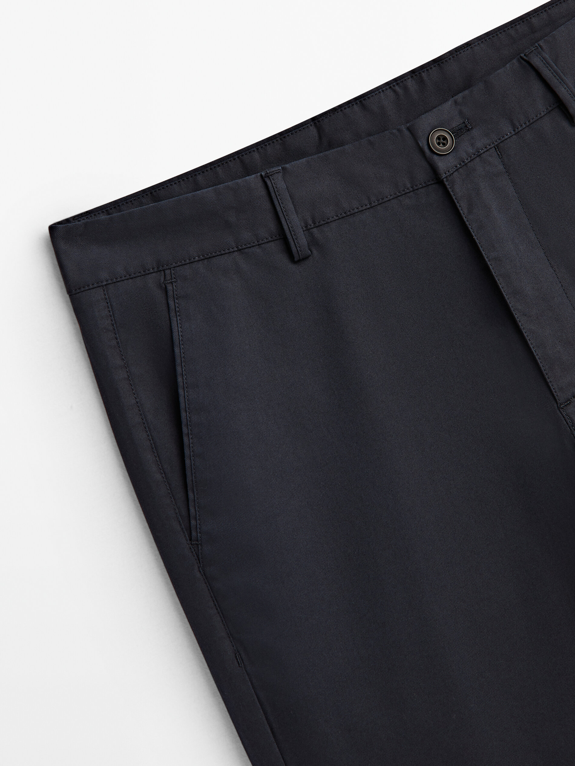 Calça chino de malha com corte afunilado - AZUL MARINHO