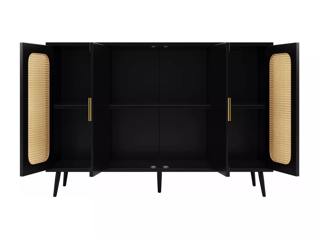 Buffet noir avec de nombreux rangements,d120cm×h89cm