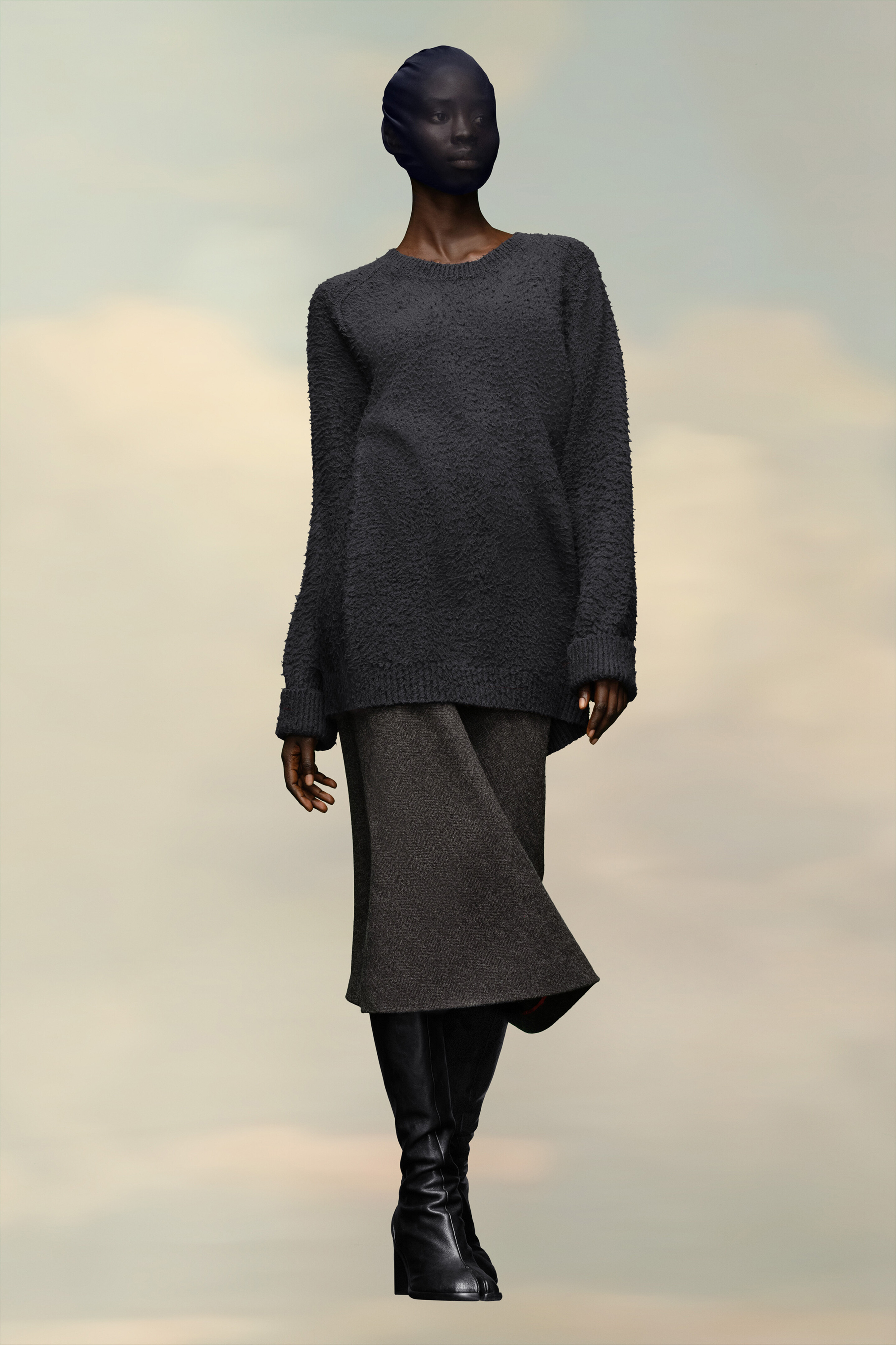 Pull oversize empilé Noir
