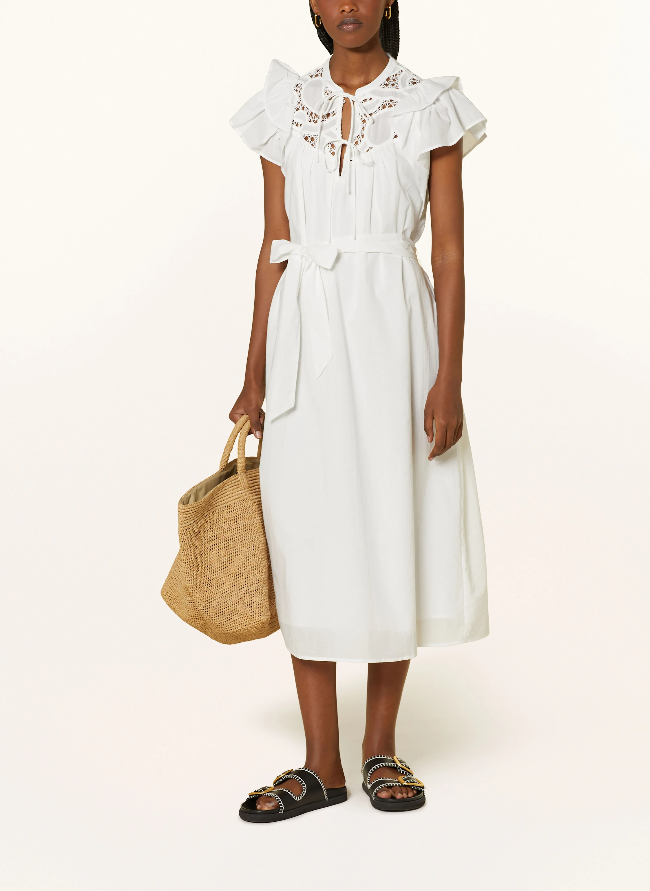 SUNCOO Kleid CEDRA mit Lochspitze