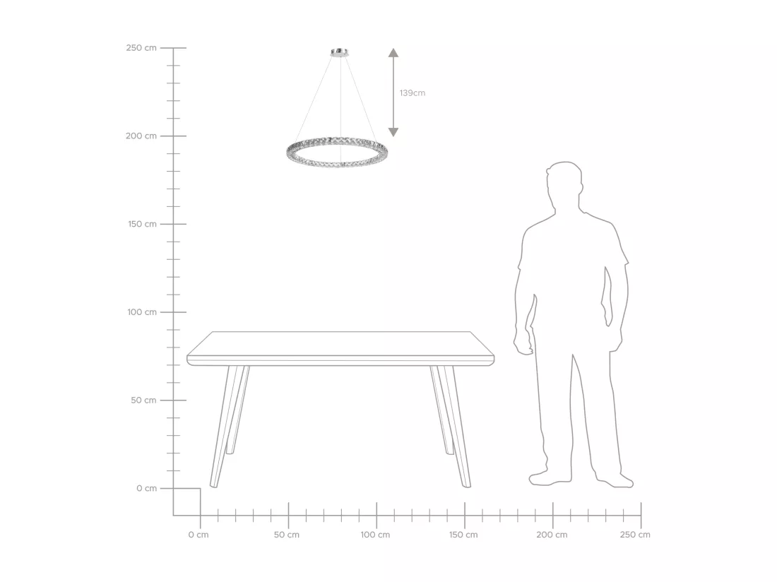 Lampe LED suspendue MAGAT Cristal Argenté