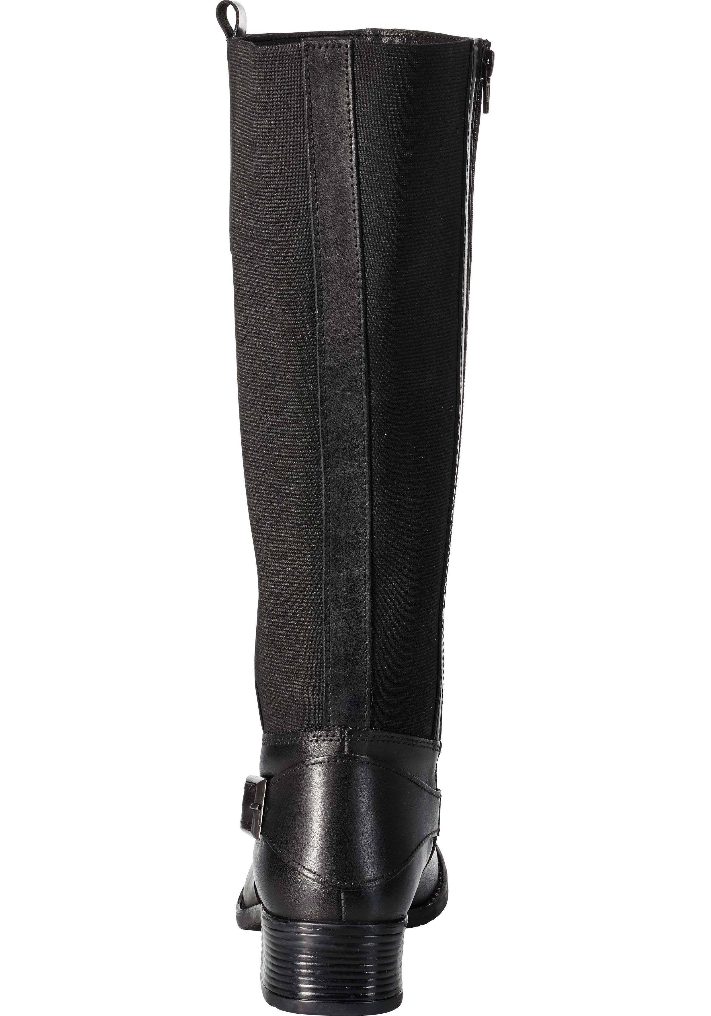 Weitschaftstiefel aus Leder mit Zierschnalle