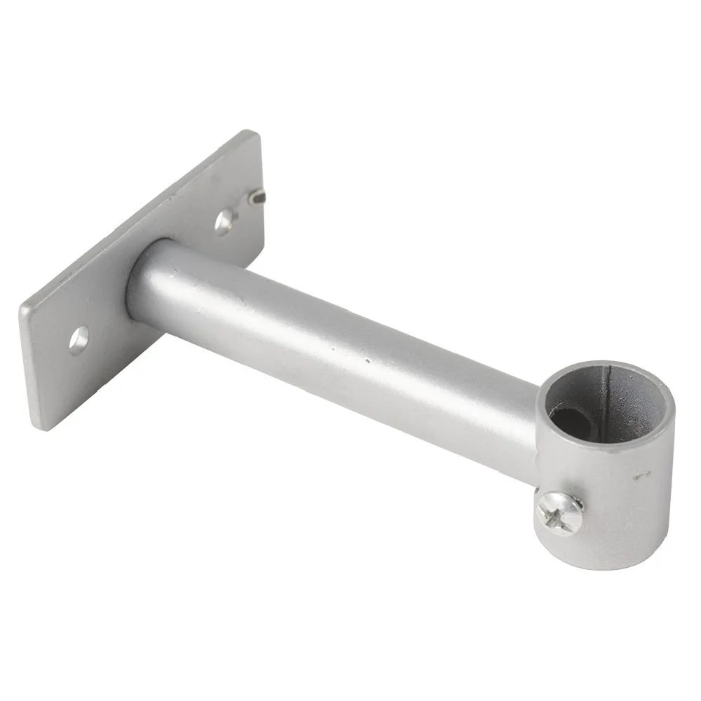 Support long fixe métal gris pour tringle à rideau Ø1,6xL11cm