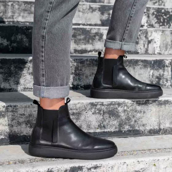 Baskets NOIR DENIM SIDE CUIR