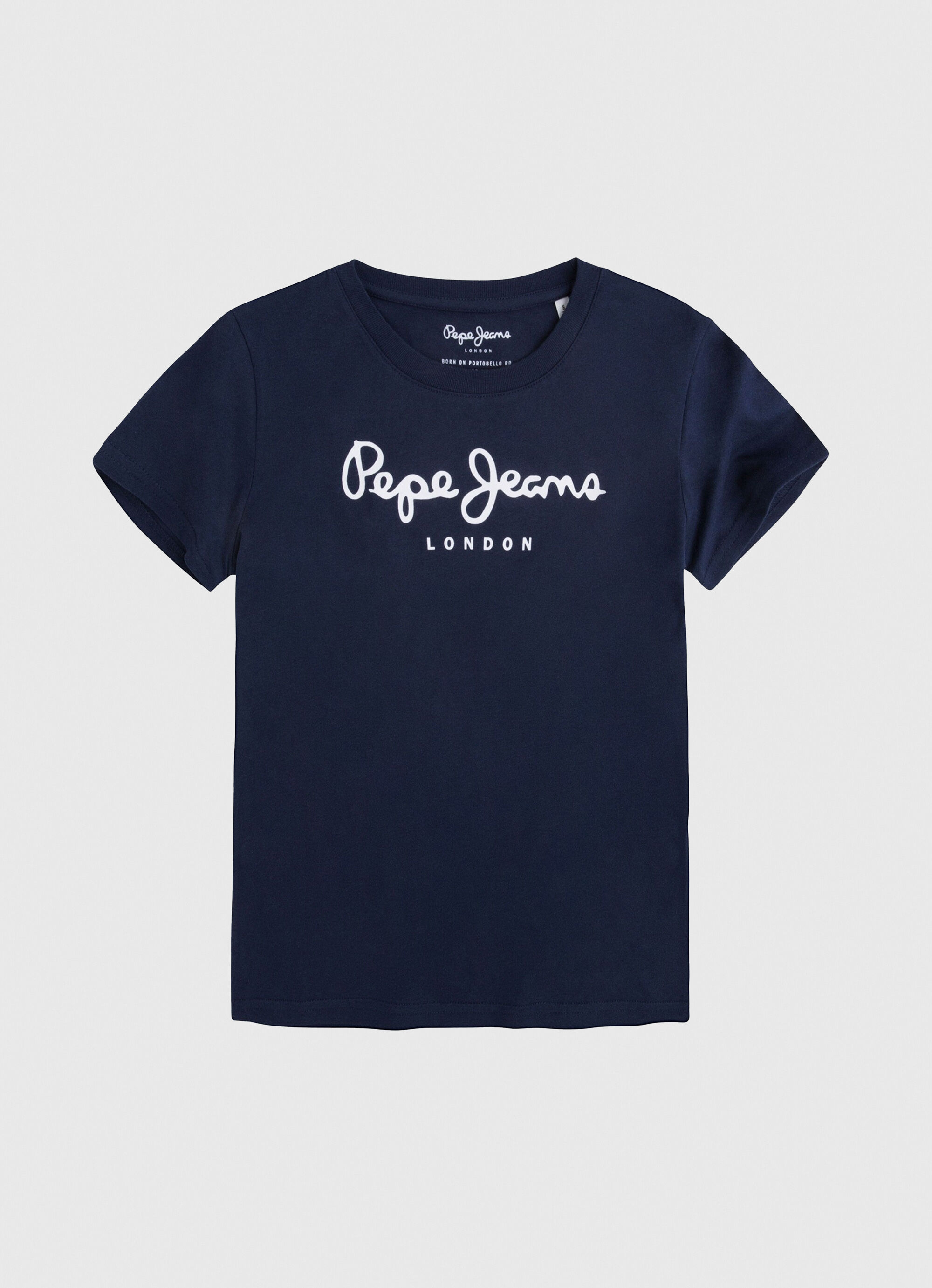 Camiseta de algodão com logotipo estampado - azul marinho