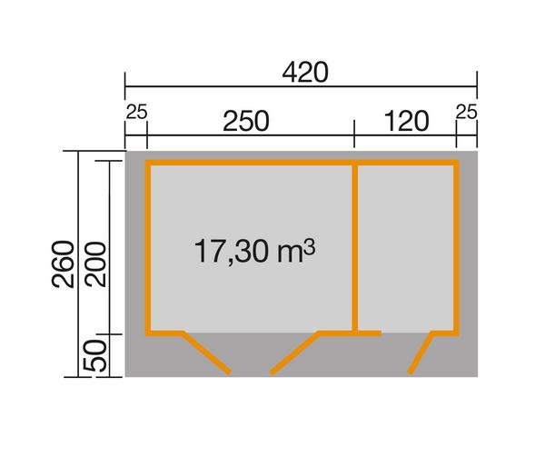 Weka Gartenhaus 253 Gr. 1, ca. B420/H270/T260