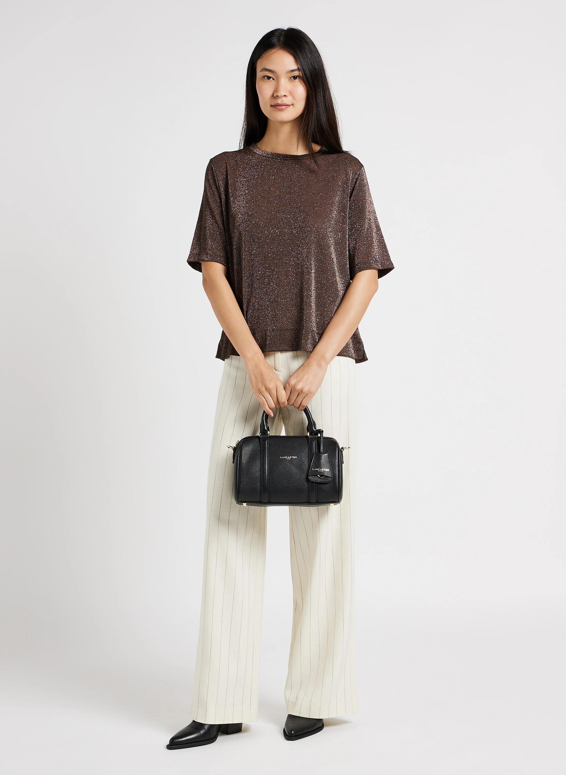 MILANO ANA - Sac polochon en cuir grainé| Noir