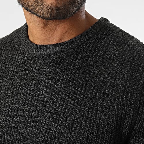 Pull Twist Striped Noir Chiné