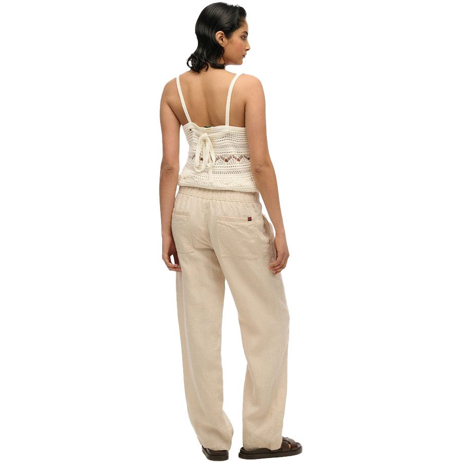 Superdry Leinen Drawstring Hose Damen pumice stone beige