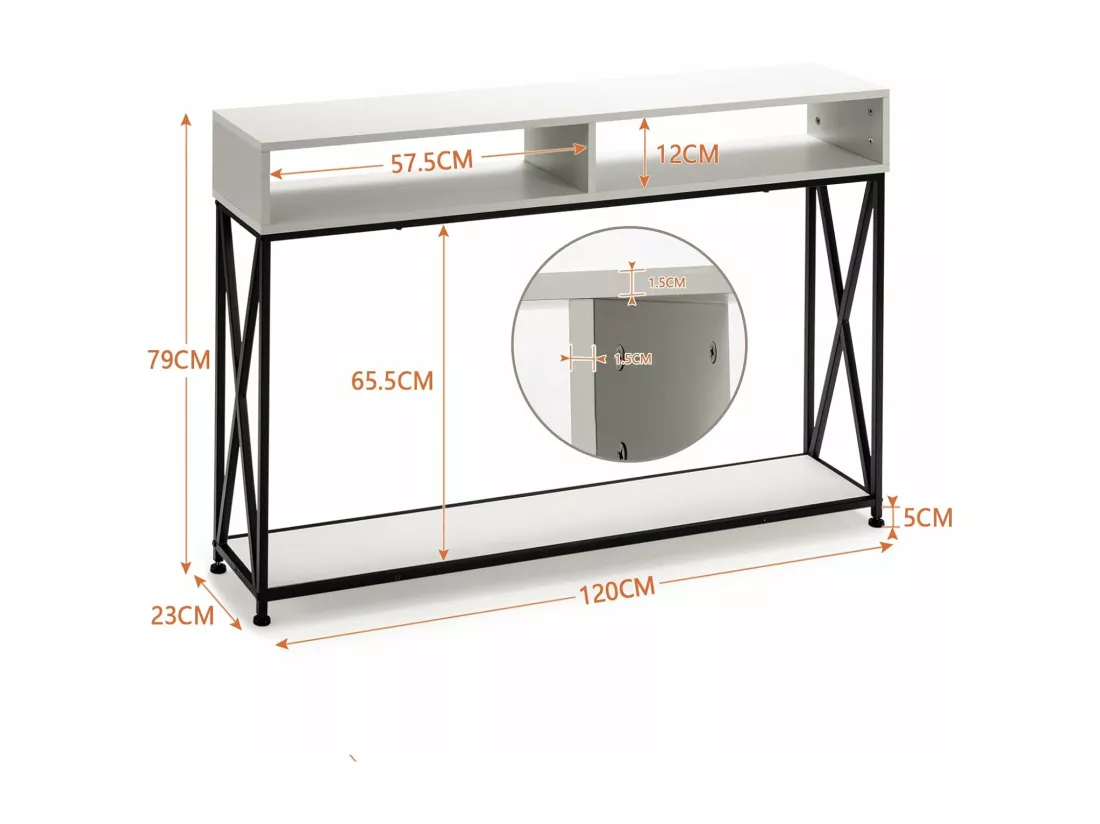 Table console de style industriel 120 x 23 x 79 cm
