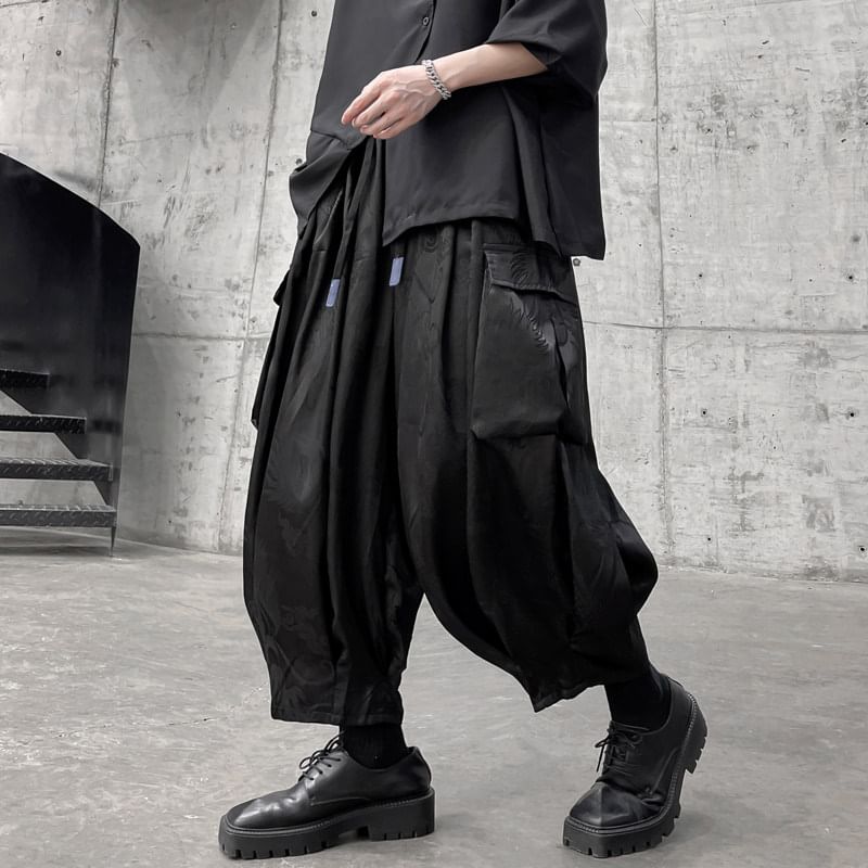 Patow - Hoge taille effen cropped harembroek