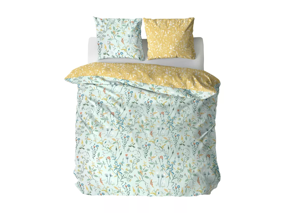Parure de lit FLORISSANE 260x240 cm 100% polyester microfibre vert 3 pièces
