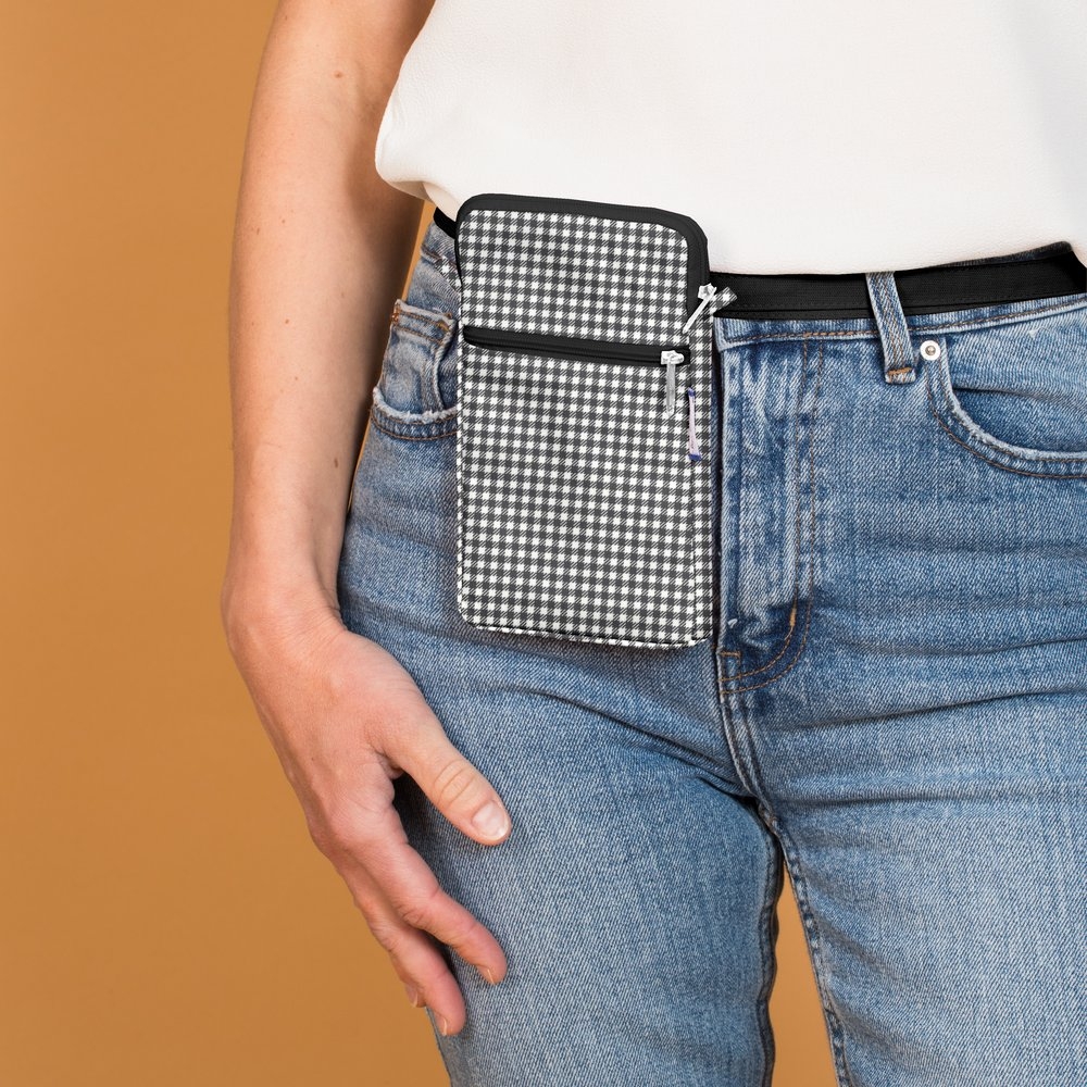 Pochette Téléphone Matelassée Vichy Noir