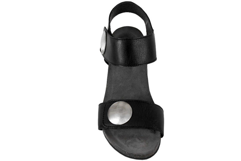 CASHOTT BLACK SANTORINI SORT LET SANDAL I LÆDER