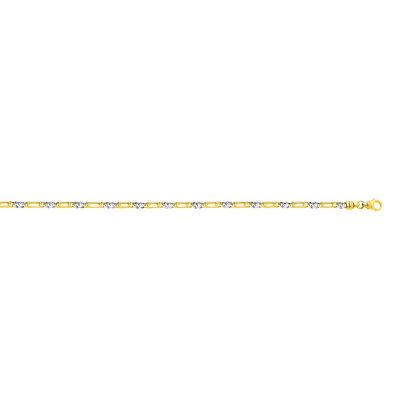 Bracelet homme 18 cm - Bicolore - Or 18 Carats - Largeur 3.5 mm