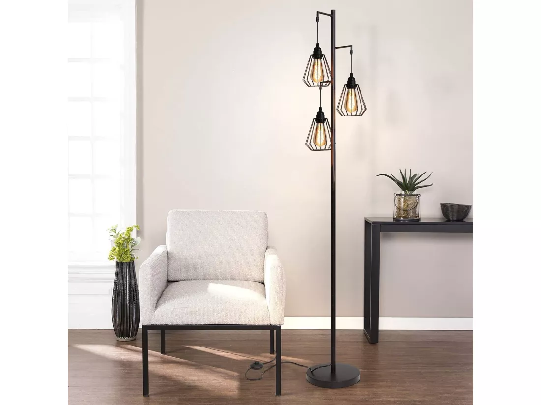 NETTLIFE Lampadaire Salon Lampadaire Vintage Noir - Vintage E27 Design Lampadaire Industriel 163CM Métal Chambre Lampadaire