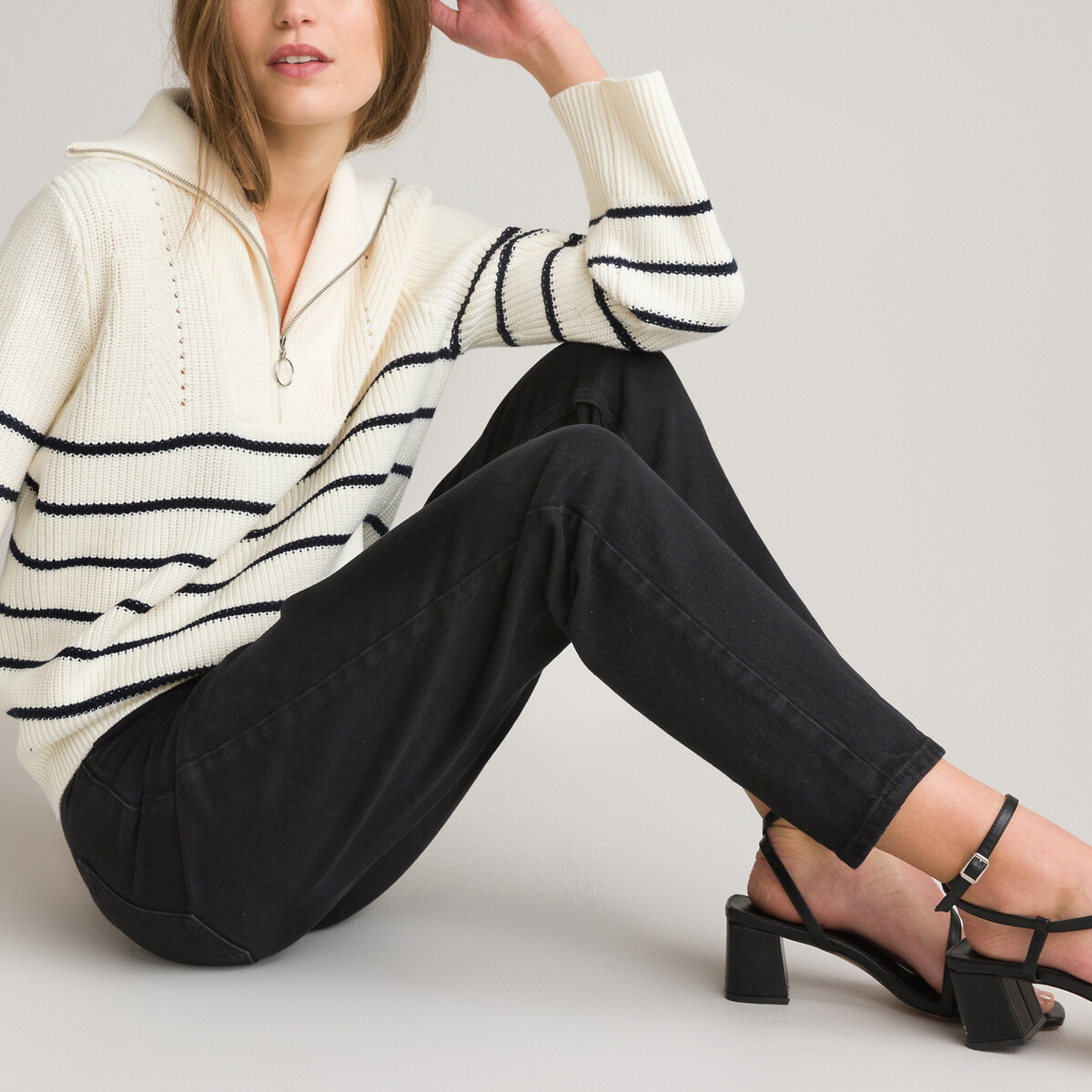 COLEÇÃO LA REDOUTE<br>Calça jeans boyfriend de cintura alta